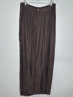 Self Contrast Caroline Pleated Cupro Wide Leg Front Pleats Pants